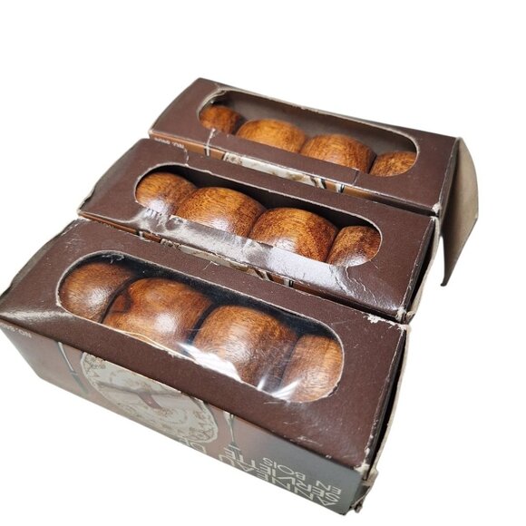 Wooden Napkin Rings Vintage 12 Pieces Round Smooth Rustic Cabin 1980s No 8404 - Picture 7 of 7